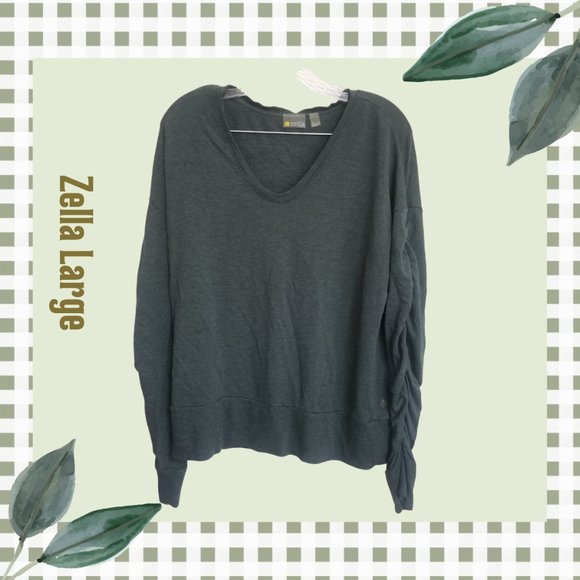 Zella Ruched Long Sleeve Sweatshirt Loungewear Comfy Casual Sz L - Picture 1 of 7